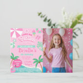 Pool Party Birthday Party Kaart (Staand voorkant)