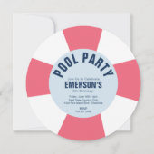 Pool Party Birthday Party roze uitnodiging (Voorkant)