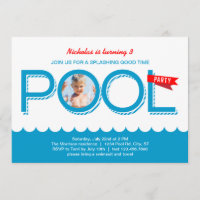 Pool Party Birthday Photo Invitation