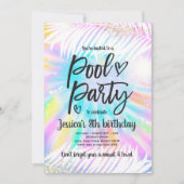 Pool Party Birthday Pink Tie Dye Girly Pool Kaart (Voorkant)