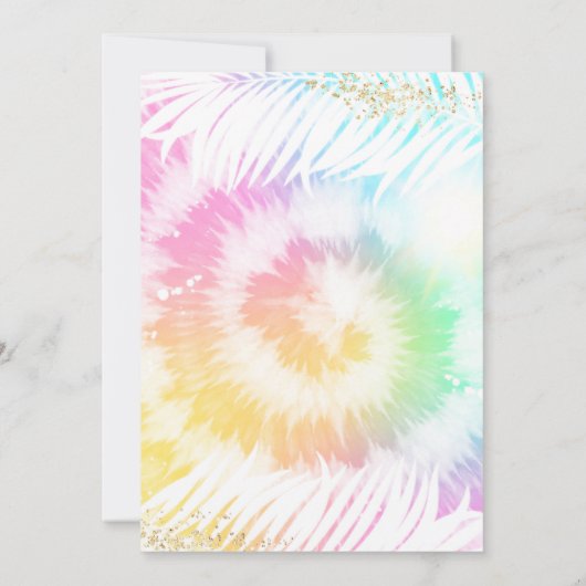 Pool Party Birthday Pink Tie Dye Girly Pool Kaart (Achterkant)