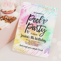Pool Party Birthday Pink Tie Dye Girly Pool