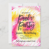 Pool Party Birthday Pink Tie Dye Girly Pool Kaart (Voorkant)