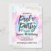 Pool Party Birthday Pink Tie Dye Pool Kaart (Voorkant)