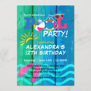 Pool Party Birthday Summer Fun Card Kaart