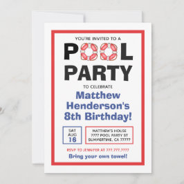 Pool Party Birthday Summer Kaart