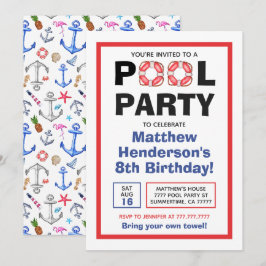 Pool Party Birthday Summer Kaart