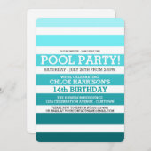Pool Party Birthday-uitnodigingen Kaart (Voorkant / Achterkant)