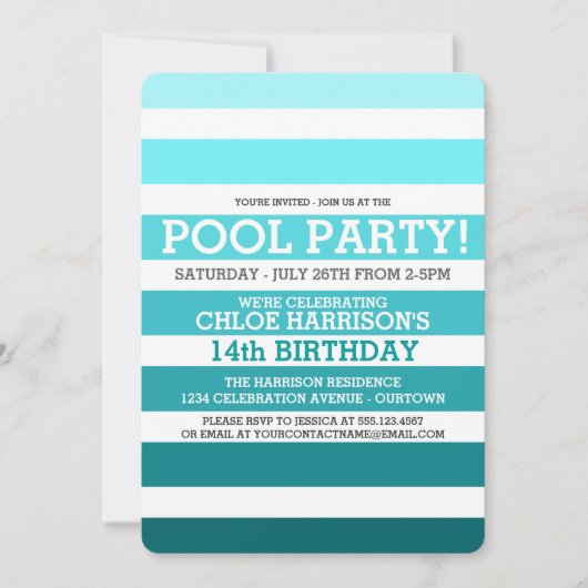 Pool Party Birthday-uitnodigingen Kaart (Voorkant)