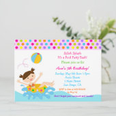 Pool Party Birthday-uitnodigingen Kaart (Staand voorkant)