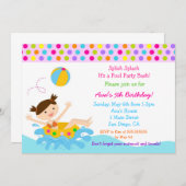 Pool Party Birthday-uitnodigingen Kaart (Voorkant / Achterkant)