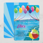 Pool Party Birthday-uitnodigingen Kaart (Voorkant / Achterkant)