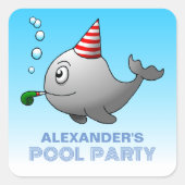 Pool Party Birthday Vierkante Sticker (Voorkant)