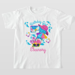 Pool Party Birthday Zevende zomer T-shirt