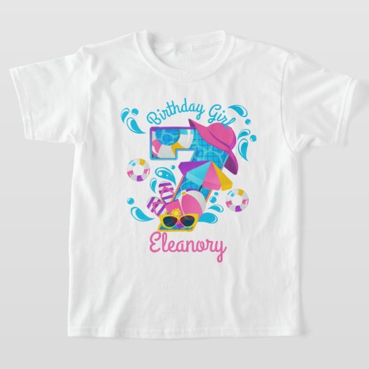 Pool Party Birthday Zevende zomer T-shirt (Laagn)