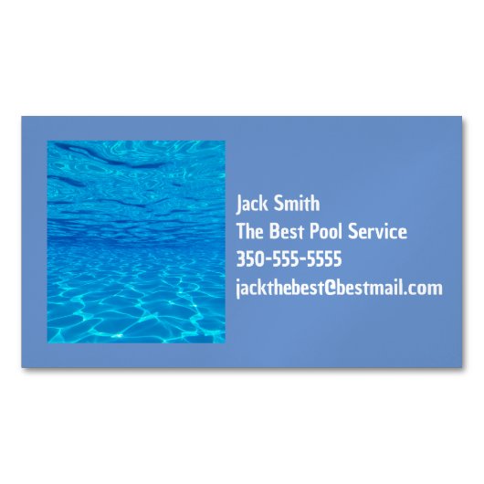 Pool party blauw zwevende kleur pop magnetisch visitekaartje (Voorkant)