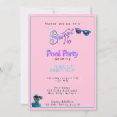 Pool Party Blauwe Rubber Eend Roze Blauw Kaart (Achterkant)