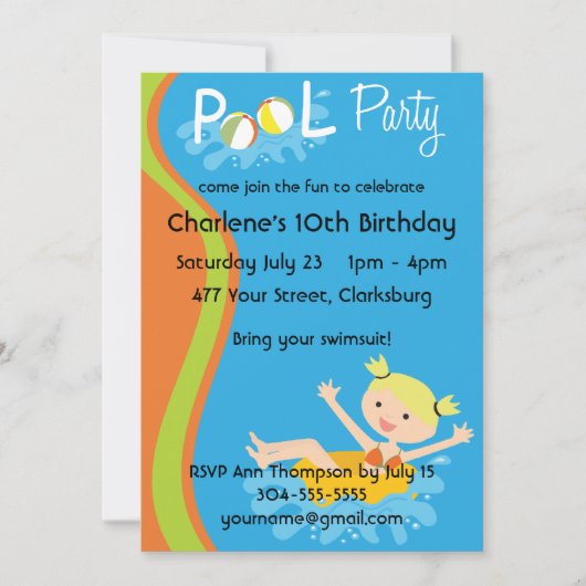 Pool Party Blonde Kaart (Voorkant)