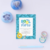 Pool party blue water budget uitnodiging flyer (Enkel)