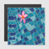 Pool party blues roze bloem drijvende magneet (Voorkant / Achterkant)