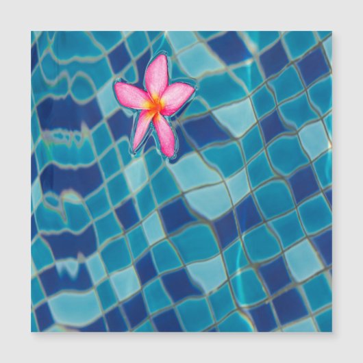 Pool party blues roze bloem drijvende magneet (Voorkant)