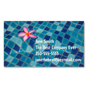 Pool party blues roze flower floating color pop magnetisch visitekaartje