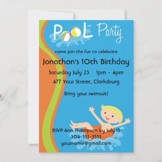 Pool Party Boy Blonde Kaart (Voorkant)