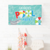 Pool Party boy haai verjaardag Spandoek (Insitu)