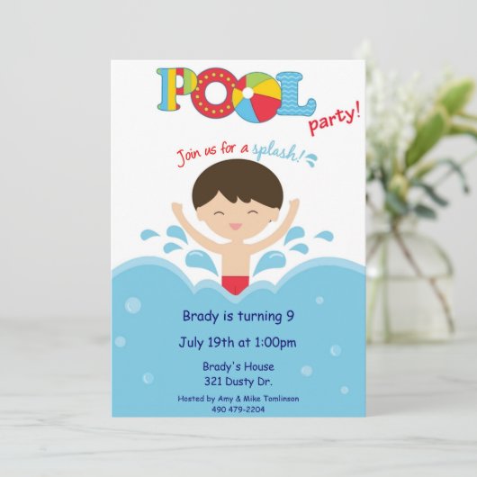 Pool Party-Boy Kaart (Staand voorkant)