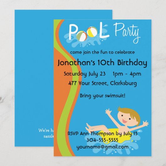 Pool Party Boy Redhead Kaart (Voorkant / Achterkant)