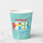 Pool Party Boy rood blauw Verjaardag Paper Cups Papieren Bekers (Voorkant)