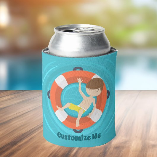 Pool Party Boy Swimming Kids Birthday Custom Blikjeskoeler