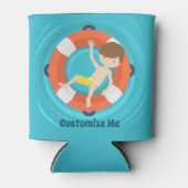 Pool Party Boy Swimming Kids Birthday Custom Blikjeskoeler (Voorkant)