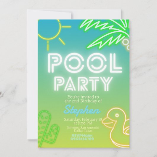 Pool Party Boy Verjaardag Kaart (Voorkant)