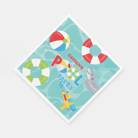 Pool Party Boy Verjaardag Shark Float Servet (Hoek)