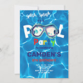 Pool party boy verjaardagsuitnodiging, bril. kaart (Voorkant)