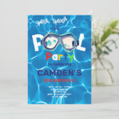 Pool party boy verjaardagsuitnodiging, bril. kaart (Staand voorkant)