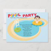 Pool Party Boys Birthday Uitnodiging (Voorkant)