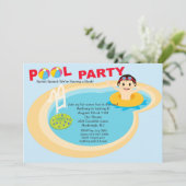 Pool Party Boys Birthday Uitnodiging (Staand voorkant)