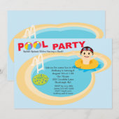 Pool Party Boys Birthday Uitnodiging (Voorkant / Achterkant)