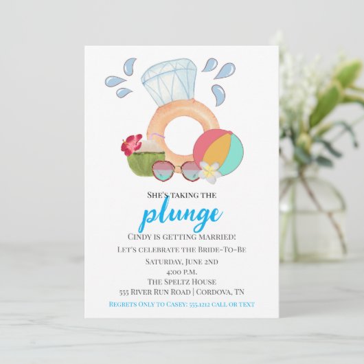 Pool Party Bridal Shower Invitation Kaart (Staand voorkant)