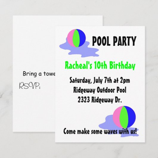 Pool Party Bright Beach Balls Kaart (Voorkant / Achterkant)