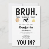 POOL PARTY Bruh Verjaardag Uitnodiging (Voorkant)