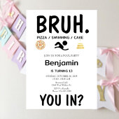 POOL PARTY Bruh Verjaardag Uitnodiging