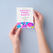 Pool Party Budget Verjaardag Uitnodiging Flyer (Hand)