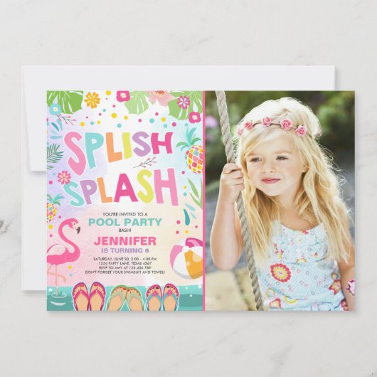 Pool party call Flamingo Tropical Pineapple Kaart (Voorkant)