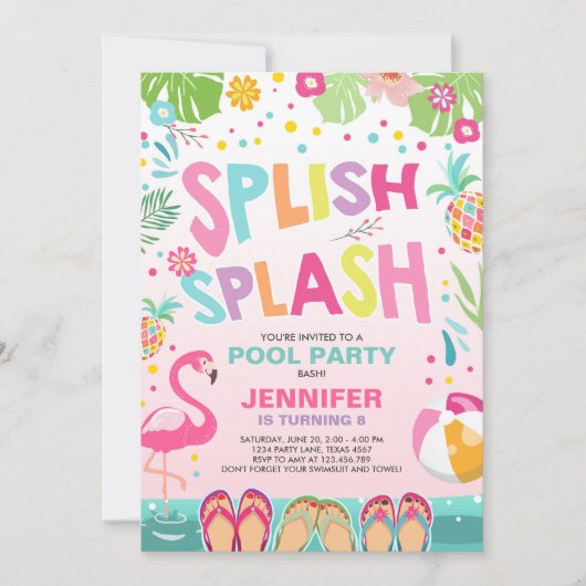 Pool party call Flamingo Tropical Pineapple Kaart (Voorkant)