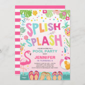 Pool party call Flamingo Tropical Pineapple Kaart (Voorkant / Achterkant)