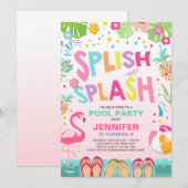 Pool party call Flamingo Tropical Pineapple Kaart (Voorkant / Achterkant)