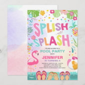 Pool party call Flamingo Tropical Pineapple Kaart (Voorkant / Achterkant)